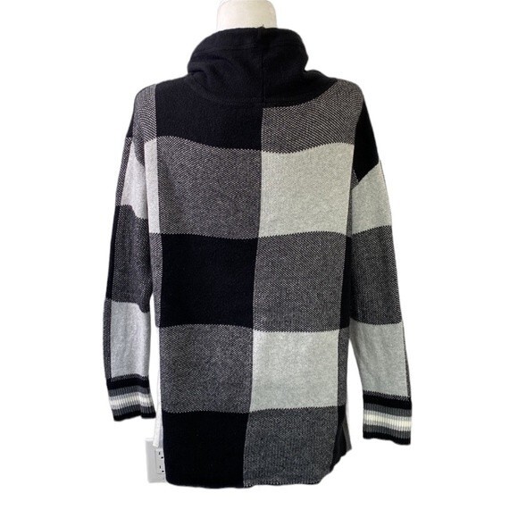 Talbots Drawstring Funnel Neck Pullover Sweater Top Checkered Long Sleeve Sz M - Picture 3 of 16